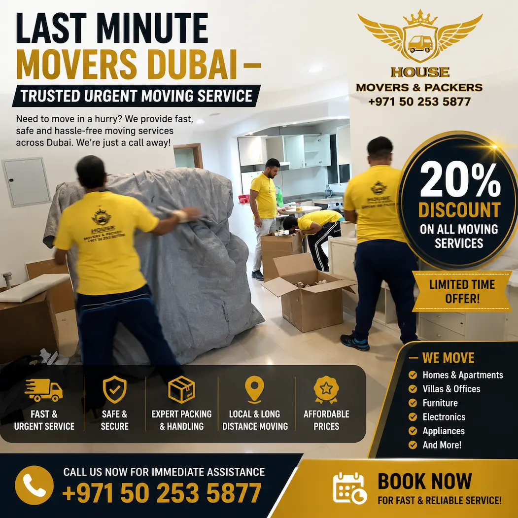 last minute movers Dubai urgent moving service